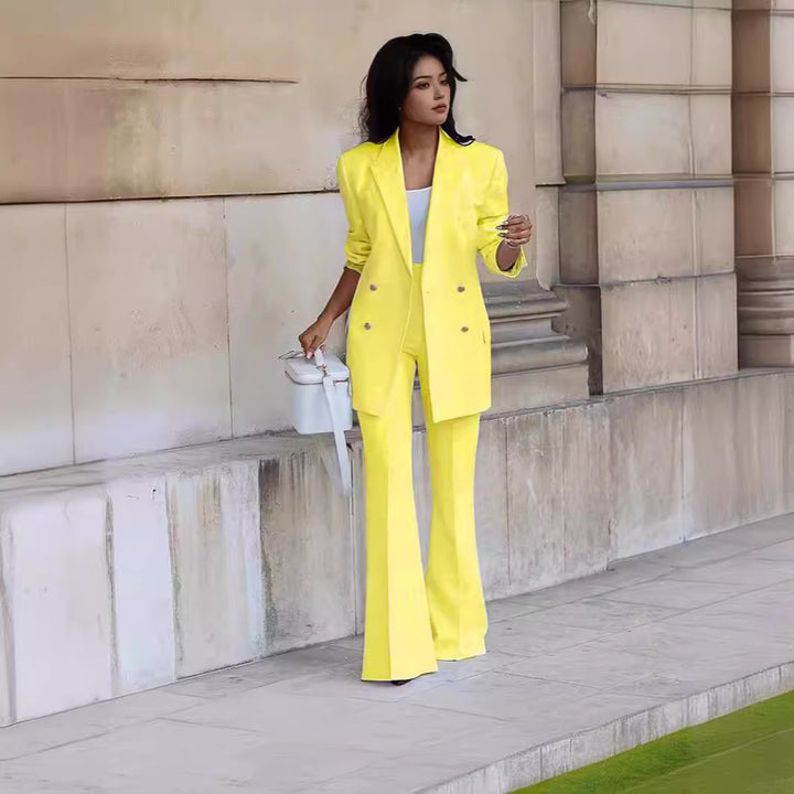 Women's Two-Piece Tailoring Set with Oversized Blazer and High-Waist Flared Pants Mune Fashion