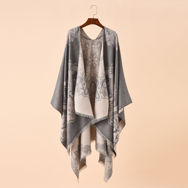 Women's Light Jacquard Throw with Cashmere-like Handle and Fringe Hem Mune Fashion