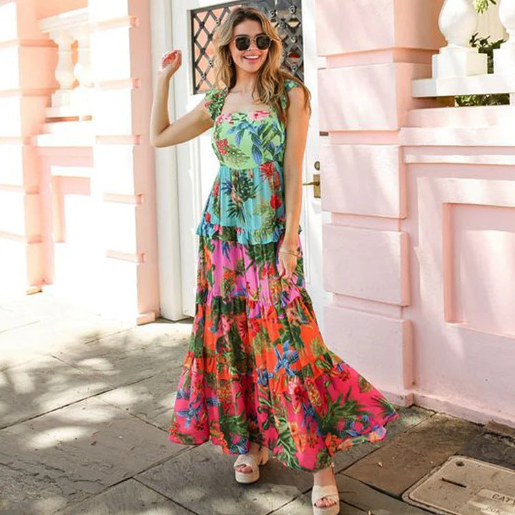 Women’s One-Piece Swimsuit with Floral Pattern and Ruffle Details Mune Fashion