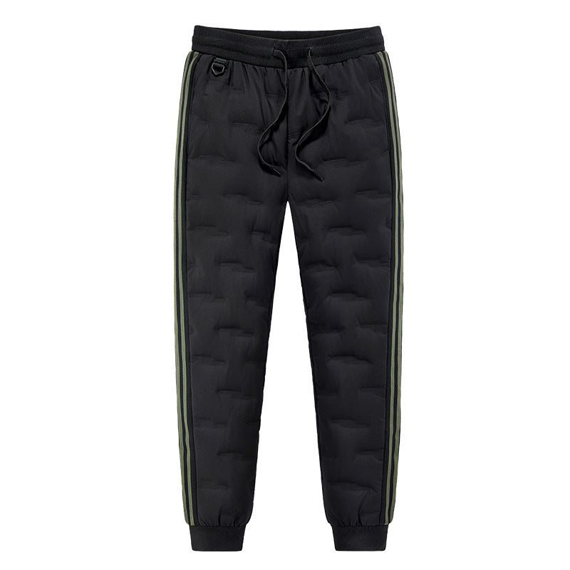 Men's Padded Quilted Jogging Pants with Thermal Insulation and Contrast Stripes Mune Fashion