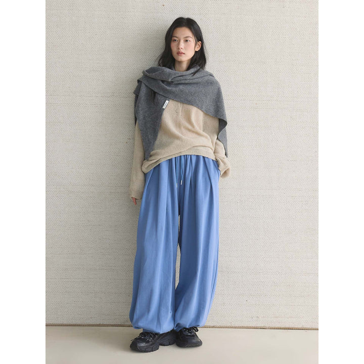 Women Extra Wide Sweat Palazzo Pants made of French Terry with Drawstring
