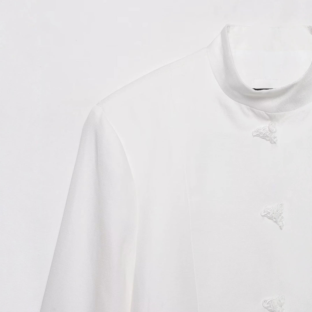 Women's short jacket with mandarin collar and decorative knot closures Drune