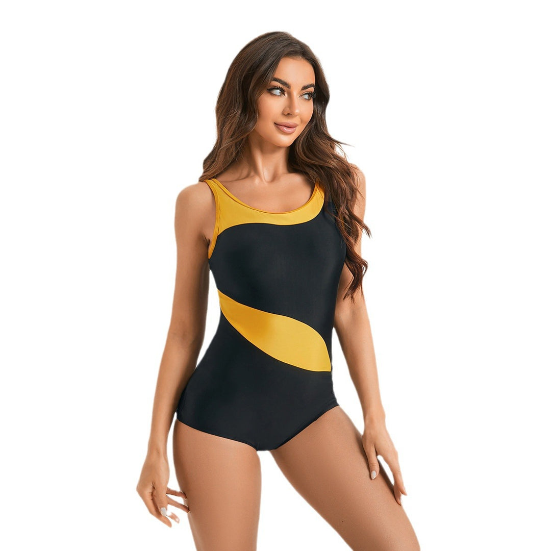 Damen Sportlicher Einteiler Badeanzug mit dynamischem Muster Echo Archiv