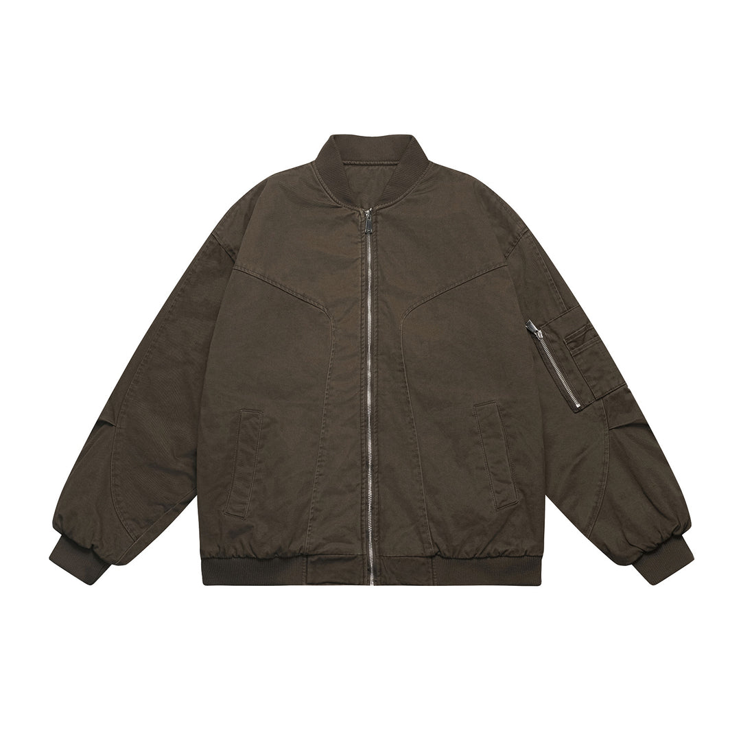 Unisex Oversize Utility Bomber Jacket with Arm Pocket, Elastic Hem and Concealed Side Pockets Mune Fashion