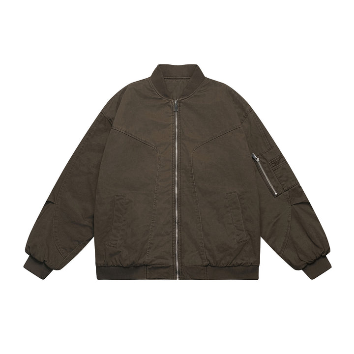 Unisex Oversize Utility Bomber Jacket with Arm Pocket, Elastic Hem and Concealed Side Pockets Mune Fashion