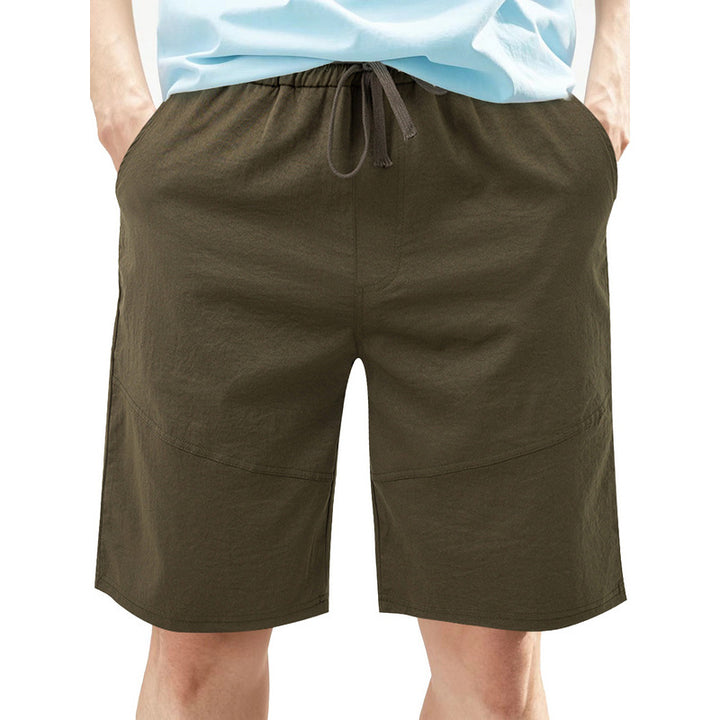 Men's knee-length linen blend shorts with elastic drawstring waistband and side pockets Mune Fashion
