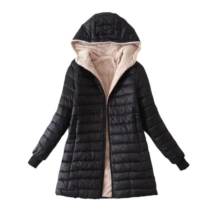 Women Tailored Quilted Coat with Teddy Lining and Hood Mune Fashion