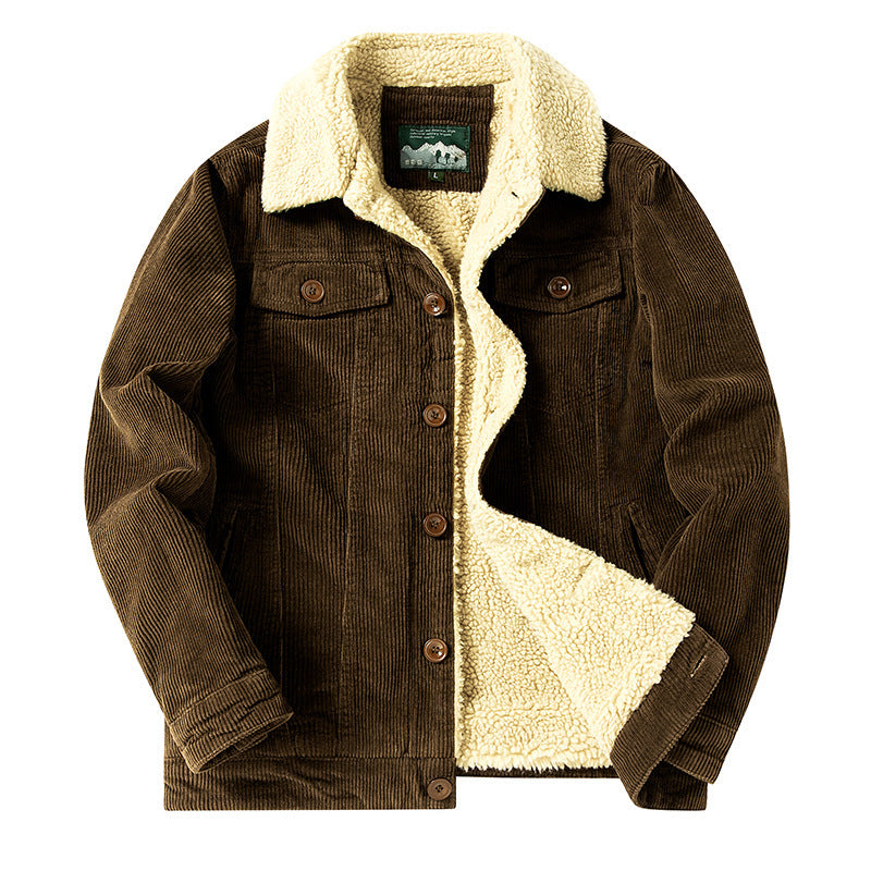 Men's fine cord trucker jacket with cozy Sherpa lining and chest pockets Mune Fashion