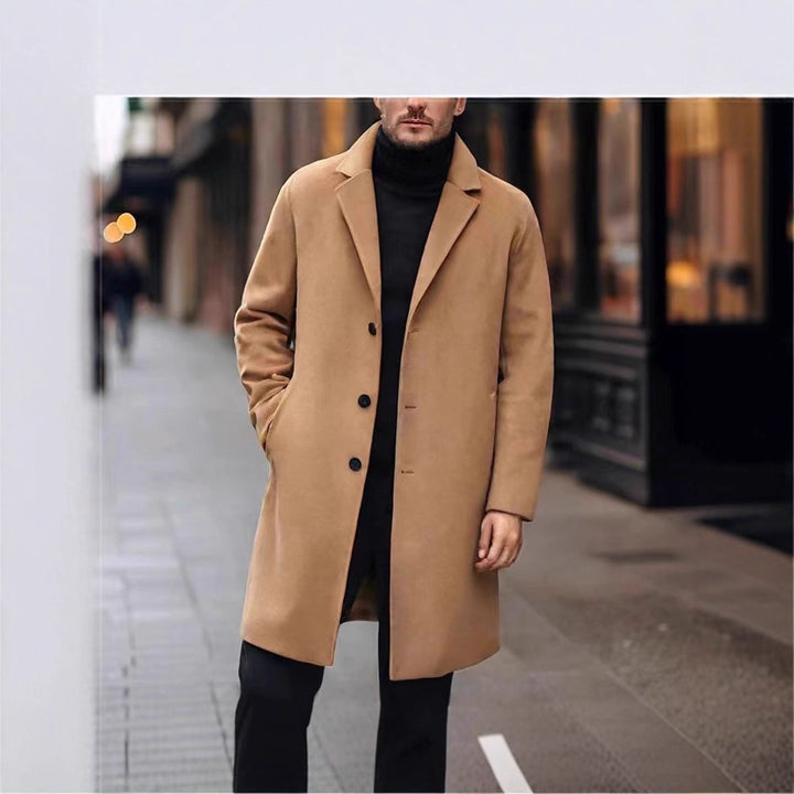 Men's elegant wool blend coat with lapel collar and straight cut Mune Fashion
