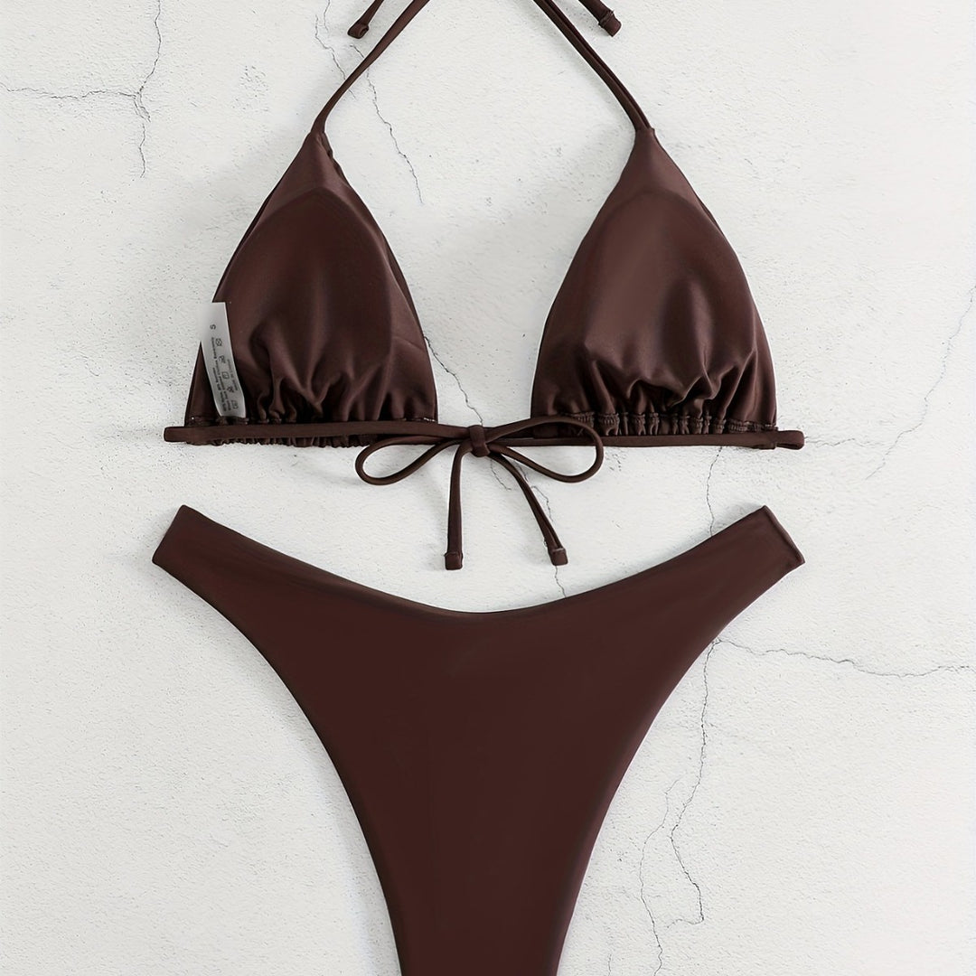 Women Triangle Bikini Set with Gathered Design Mune Fashion