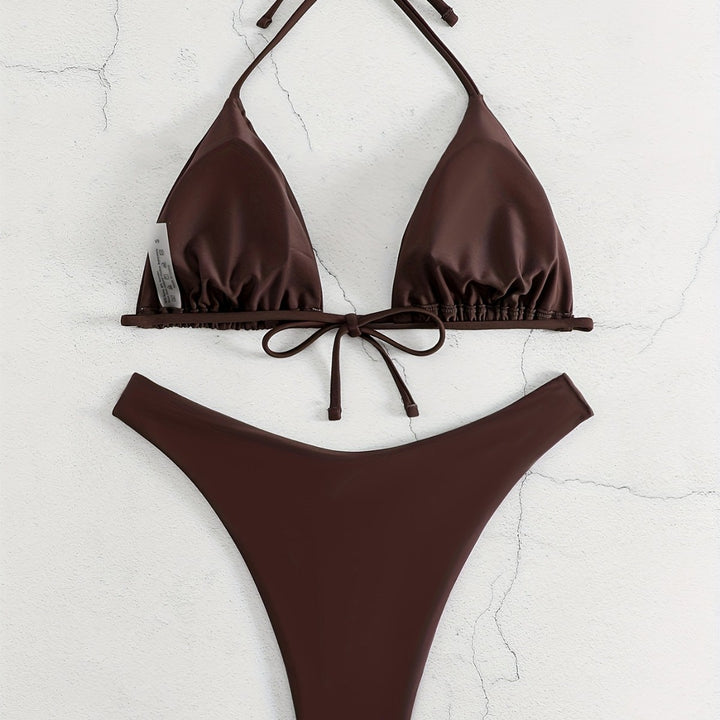 Women Triangle Bikini Set with Gathered Design Mune Fashion