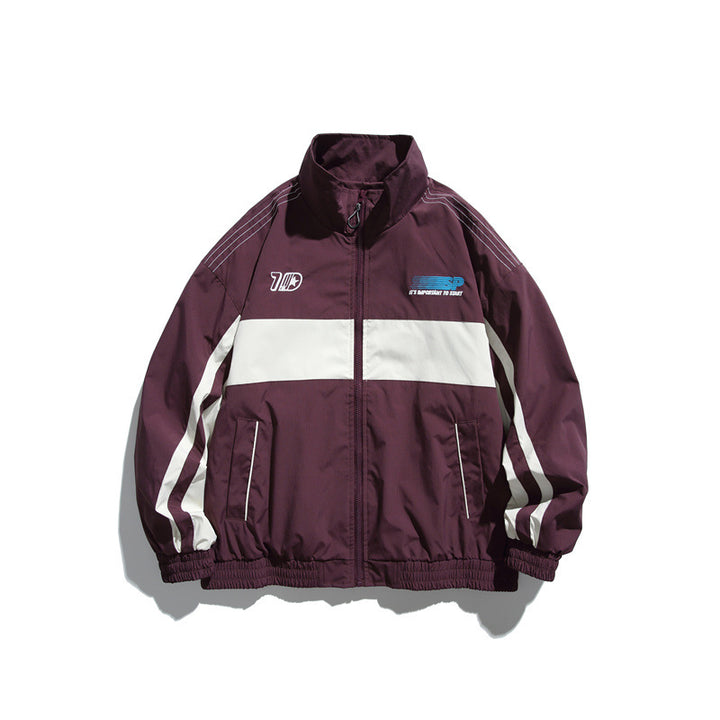 Men's sporty retro training jacket with striped detail and stand-up collar Mune Fashion