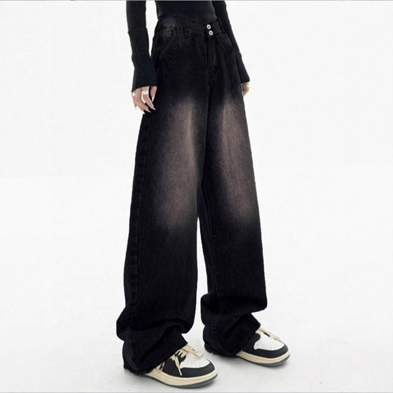Women's High-Waisted Baggy Jeans made of Denim with Extra Wide Leg and Used-Fade Mune Fashion