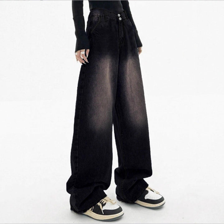 Women's High-Waisted Baggy Jeans made of Denim with Extra Wide Leg and Used-Fade Mune Fashion