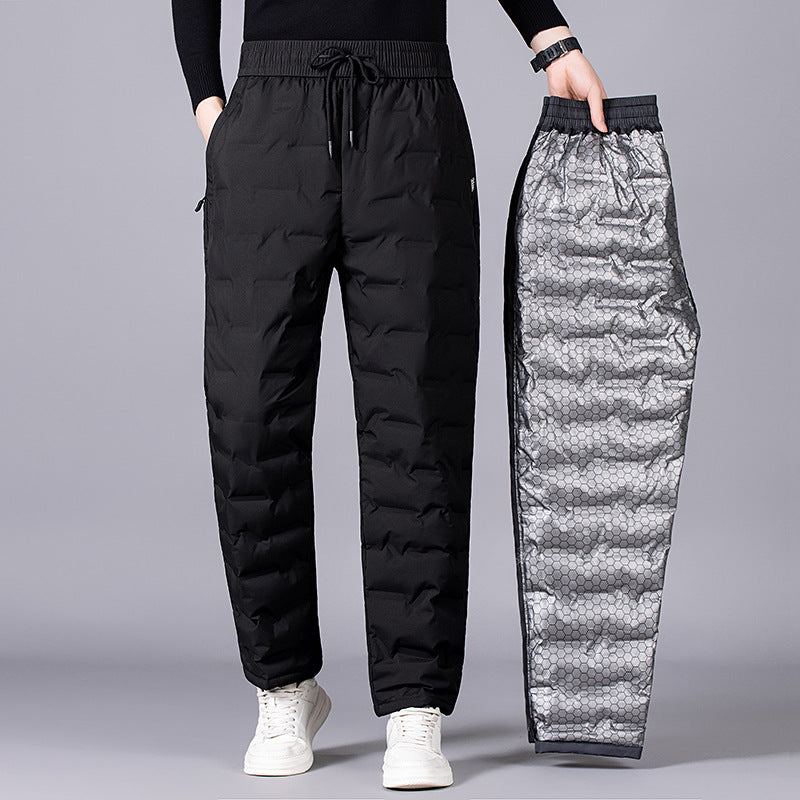 Men's Padded Thermal Pants with Quilting, Elastic Waistband and Zipper Pockets Mune Fashion