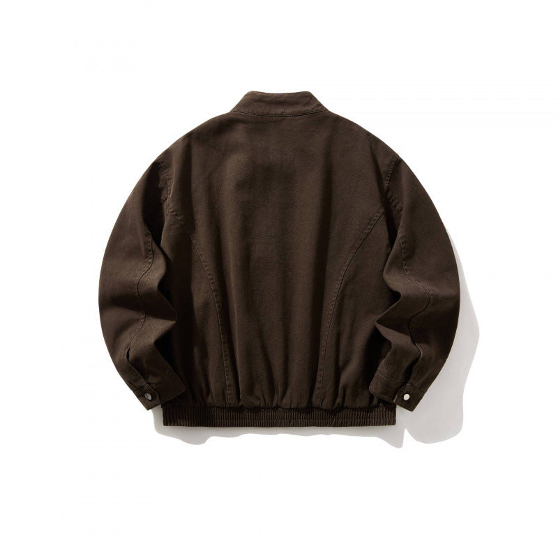 Men's Short Utility Jacket made of durable canvas with stand-up collar, concealed front zip and elastic drawstring hem Mune Fashion