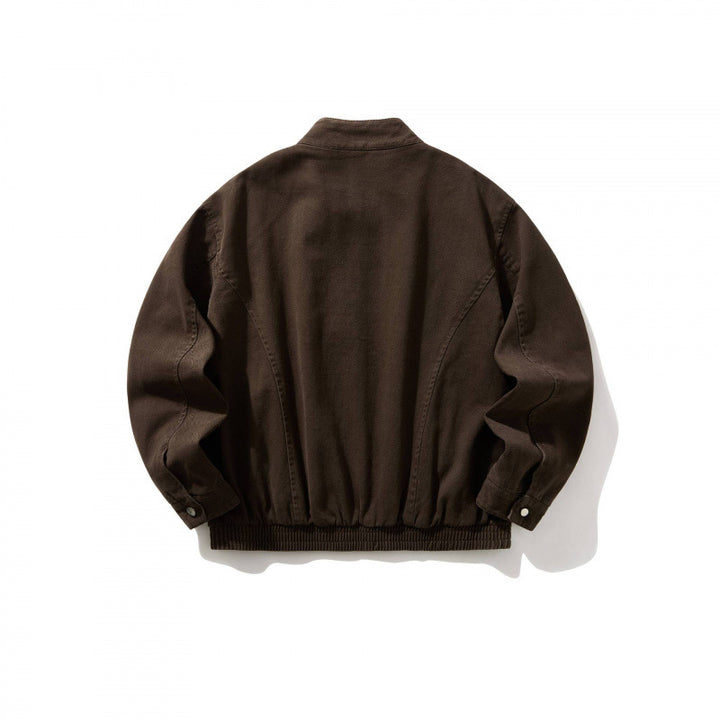 Men's Short Utility Jacket made of durable canvas with stand-up collar, concealed front zip and elastic drawstring hem Mune Fashion