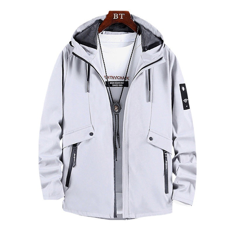 Men's Softshell Field Jacket with Hood, Concealed Two-Way Zipper and Multiple Utility Pockets Mune Fashion