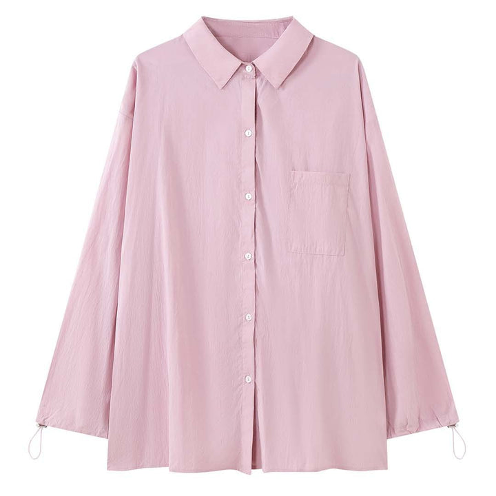 Women Oversized Shirt Blouse with Crinkle Look and Elastic Sleeve Cuffs Mune Fashion