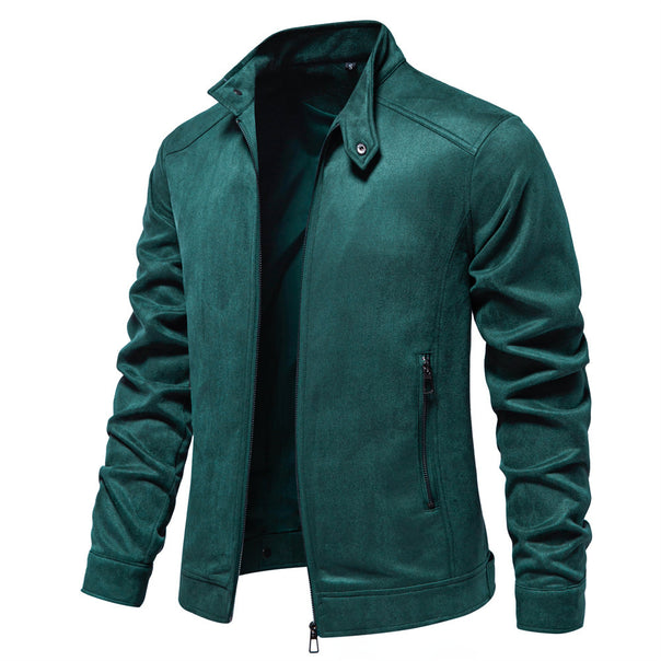 Men's napa suede jacket with stand-up collar, slim fit and zip pockets Mune Fashion