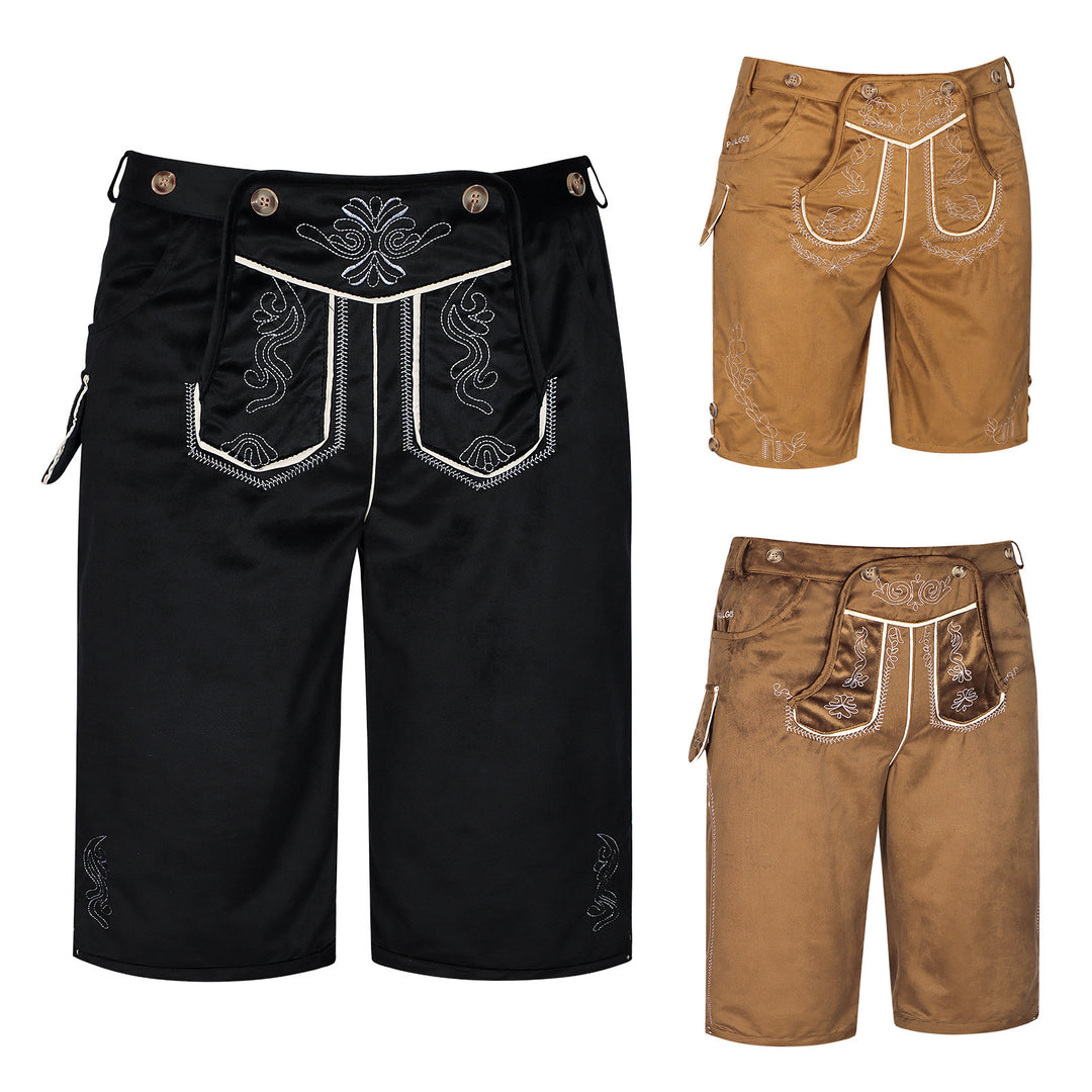 Men's short traditional trousers with embroidered front and comfort waistband Mune Fashion