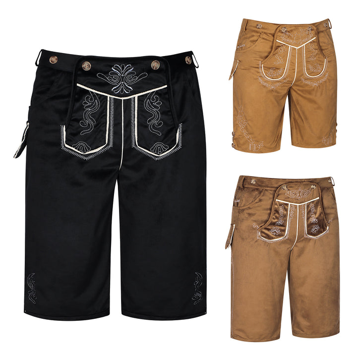 Men's short traditional trousers with embroidered front and comfort waistband Mune Fashion
