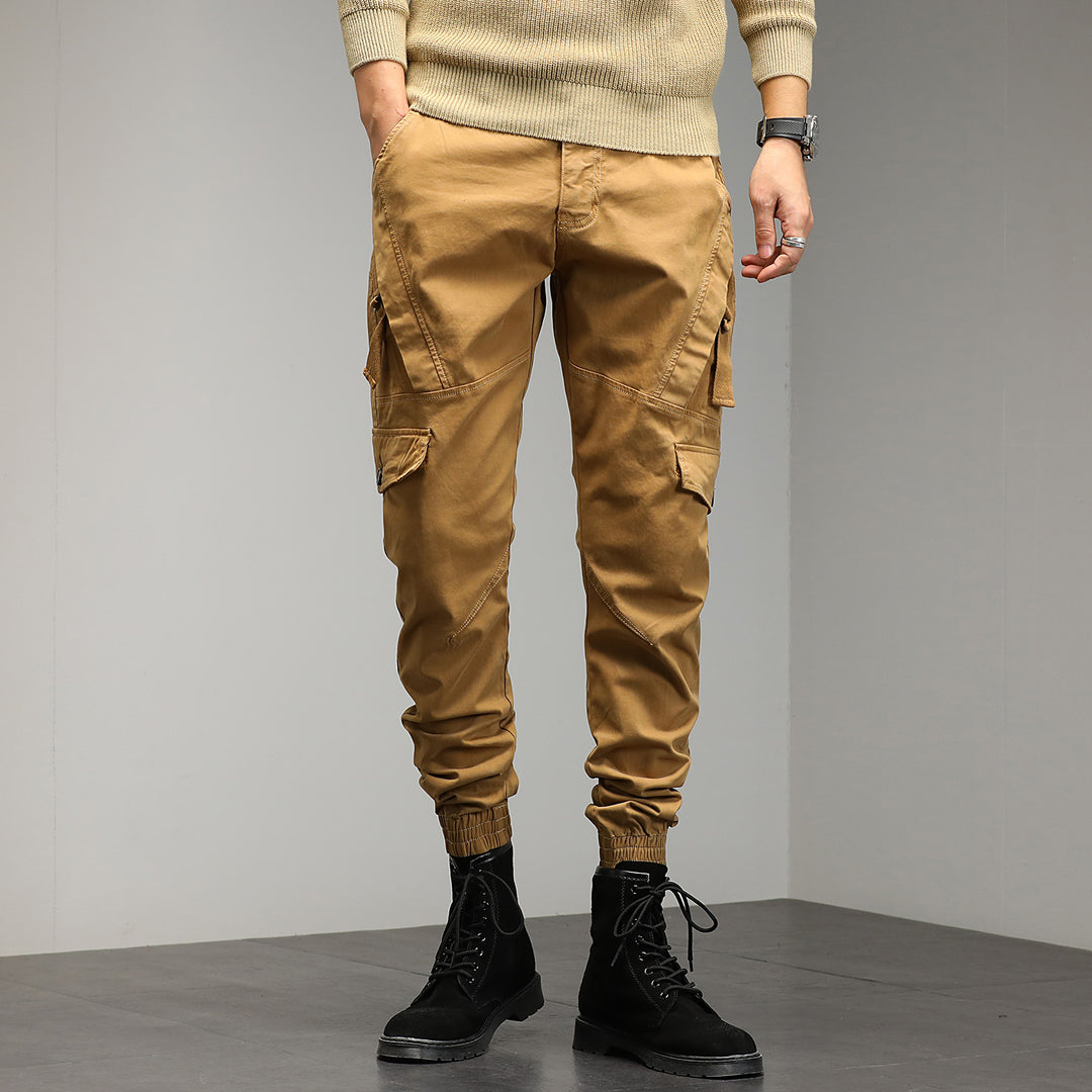 Men's Tapered Cargo Jogger Pants with ergonomic knee inserts, flap utility pockets, and ribbed ankle cuffs Mune Fashion