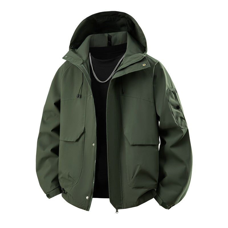 Men's waterproof hooded outdoor jacket with windproof membrane, adjustable hem, and multifunctional pockets Mune Fashion