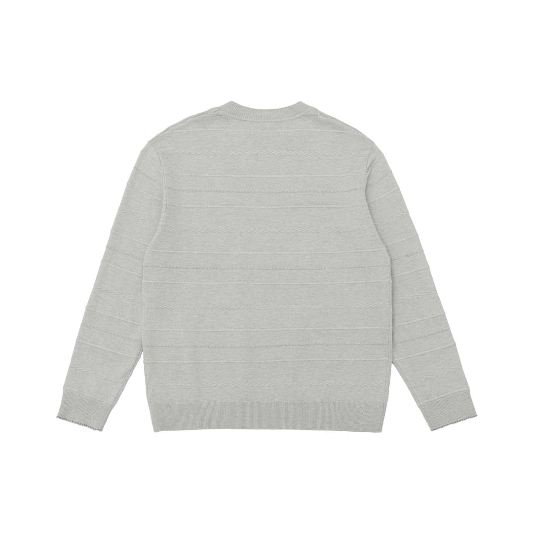 Unisex Lightweight Crew Neck Sweater made of Cotton Blend with Subtle Striped Texture and Ribbed Hem