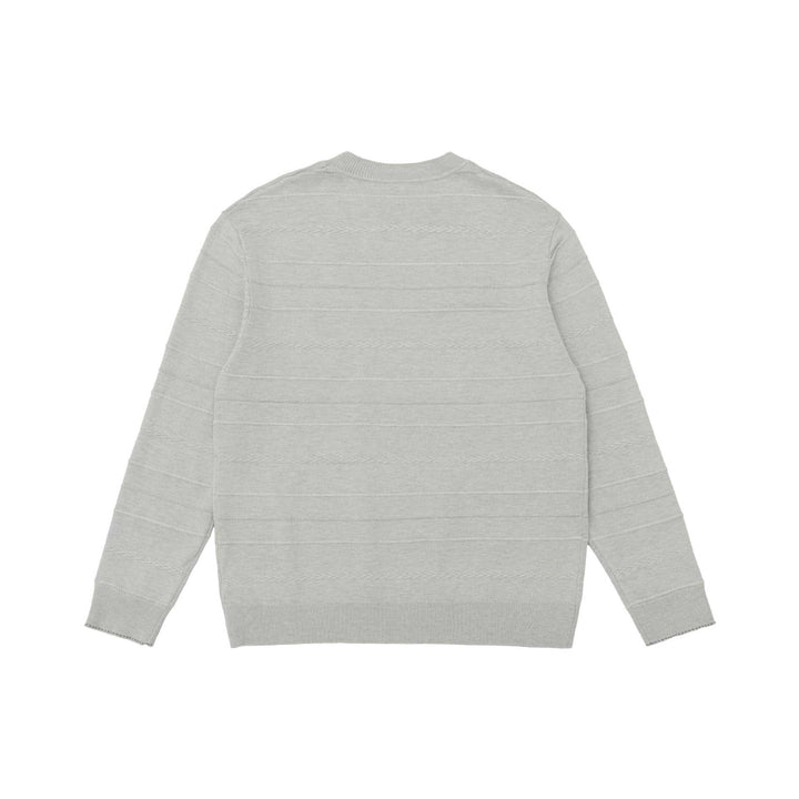 Unisex Lightweight Crew Neck Sweater made of Cotton Blend with Subtle Striped Texture and Ribbed Hem
