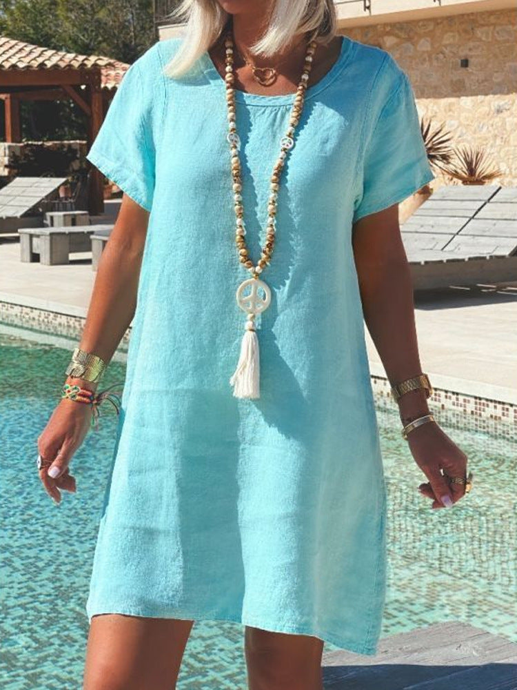Women's Lightweight Beach Dress Made of Breathable Linen Mune Fashion