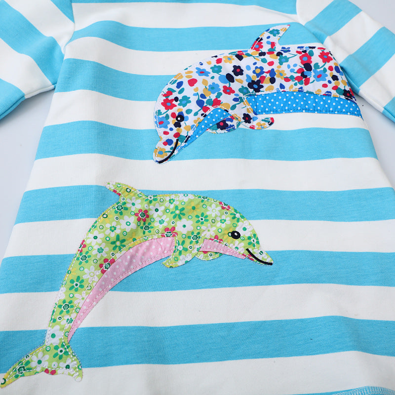 Girls hoodie dress with colorful dolphin motif Mune Fashion