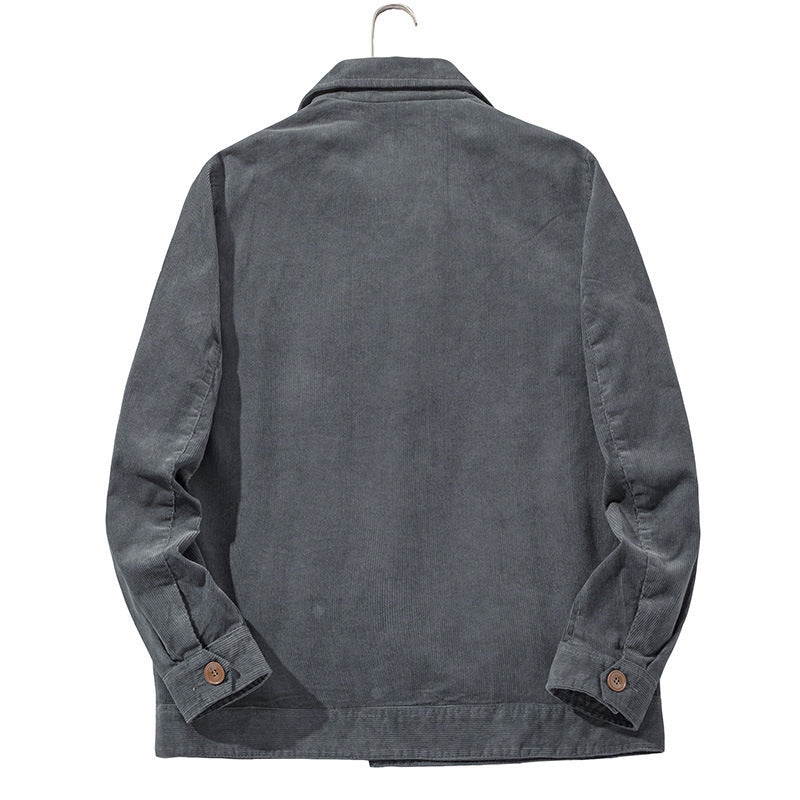 Men's corduroy chore jacket in a worker style with shirt collar and wooden button closure Mune Fashion