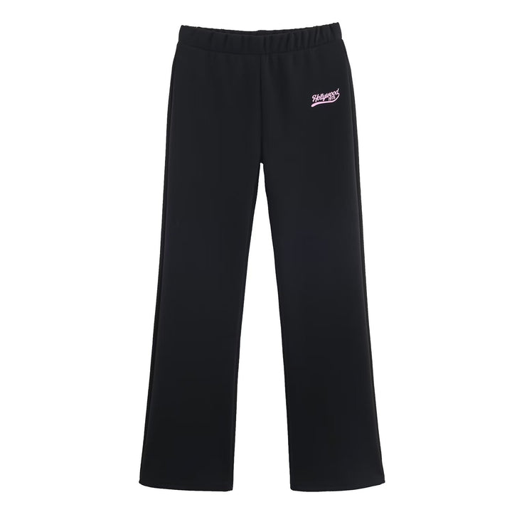 Women's loosely cut jersey casual pants with wide legs, elastic waistband, and retro logo Mune Fashion