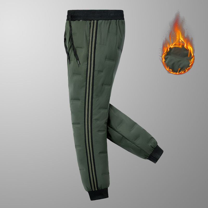 Men's Padded Quilted Jogging Pants with Thermal Insulation and Contrast Stripes Mune Fashion