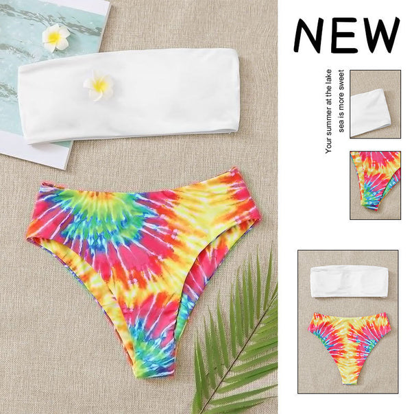 Women's bandeau bikini with colorful tie-dye design Mune Fashion