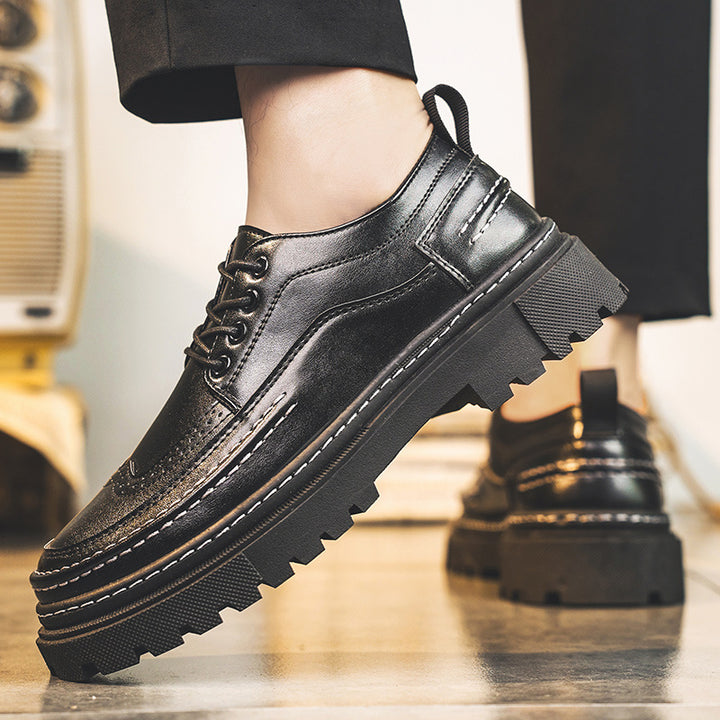 Men's platform derby shoes with brogue details and profiled rubber sole Mune Fashion