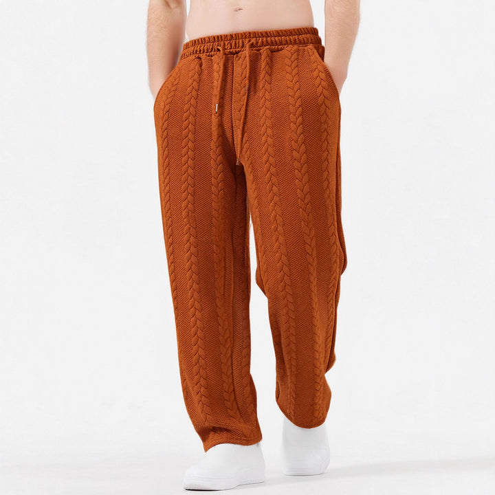 Men's chunky knit lounge jogging pants with cable knit, elastic waistband and drawstring Mune Fashion