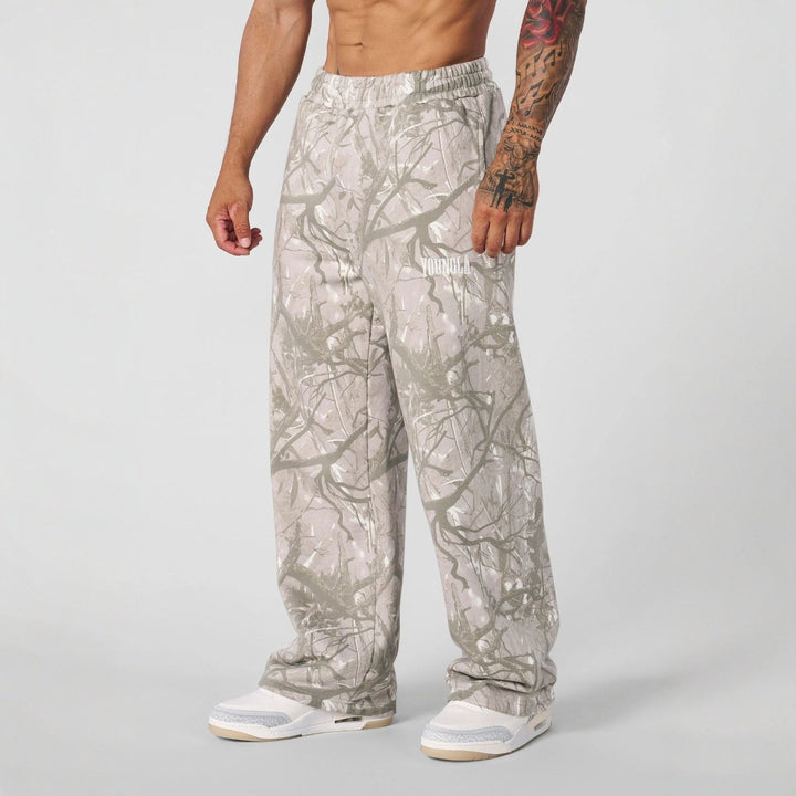 Men's Loose Camouflage Jogging Pants with Elastic Comfort Waistband and Thigh Logo Mune Fashion