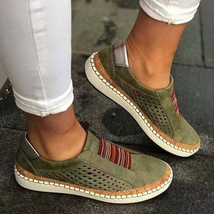 Women's perforated slip-on sneakers with elastic insert and cork-look platform Mune Fashion