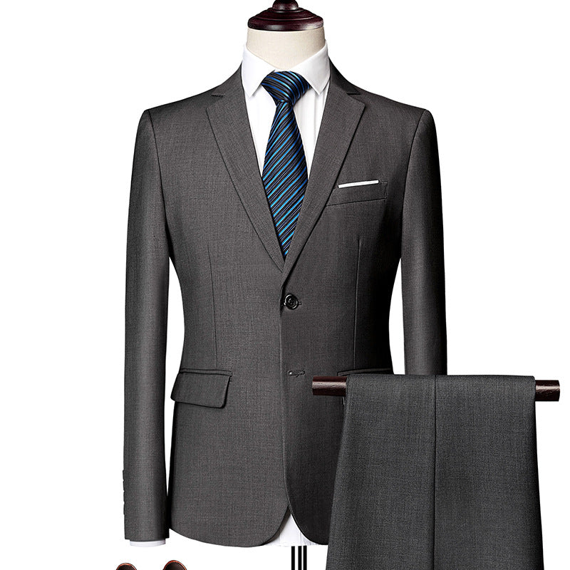 Men's Slim Fit Single-Breasted Suit Set with One-Button Blazer, Slim Suit Pants with Crease and Elastic Stretch Fabric Mune Fashion