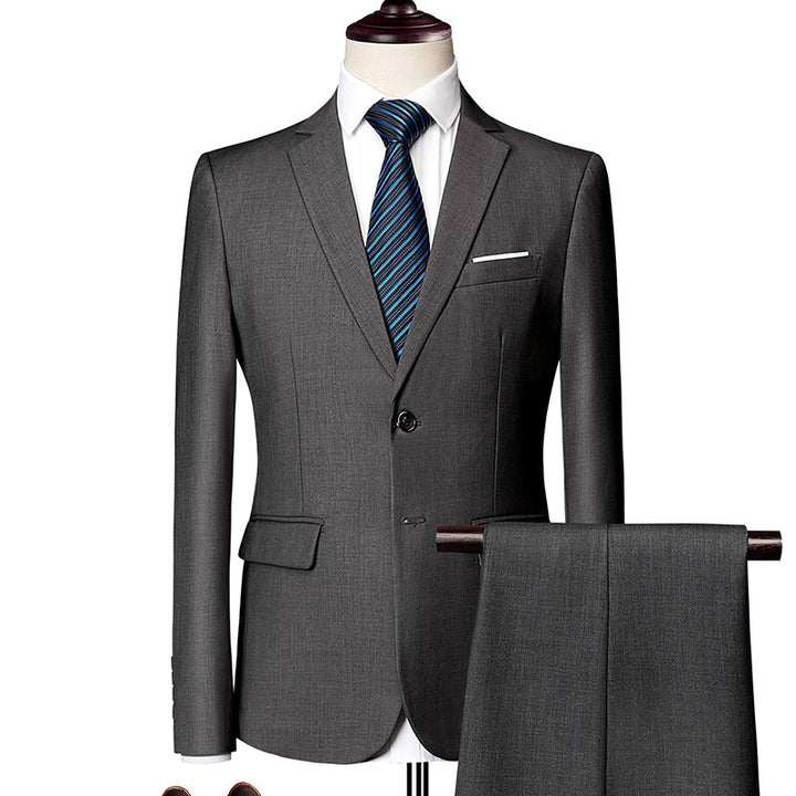 Men's Slim Fit Single-Breasted Suit Set with One-Button Blazer, Slim Suit Pants with Crease and Elastic Stretch Fabric Mune Fashion