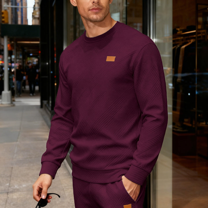 Men's cotton knit sweater with diamond pattern, round neck and elastic cuffs Mune Fashion