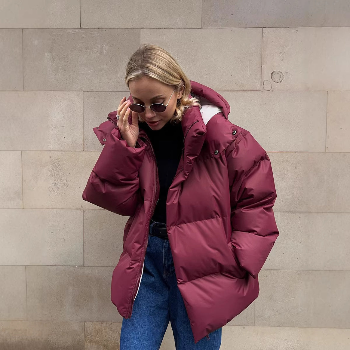 Women's quilted down jacket with high collar Mune Fashion