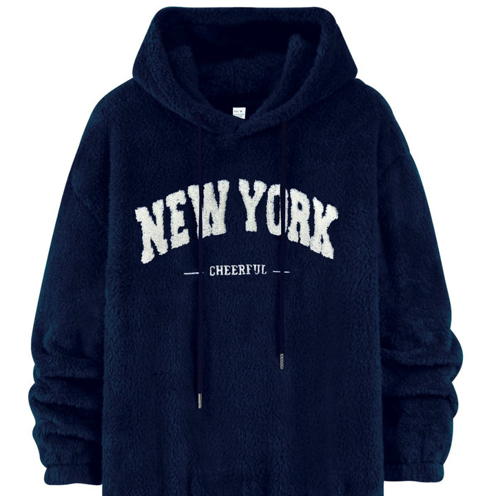 Men's cozy fleece hoodie with relief logo, drawstring and kangaroo pocket Mune Fashion