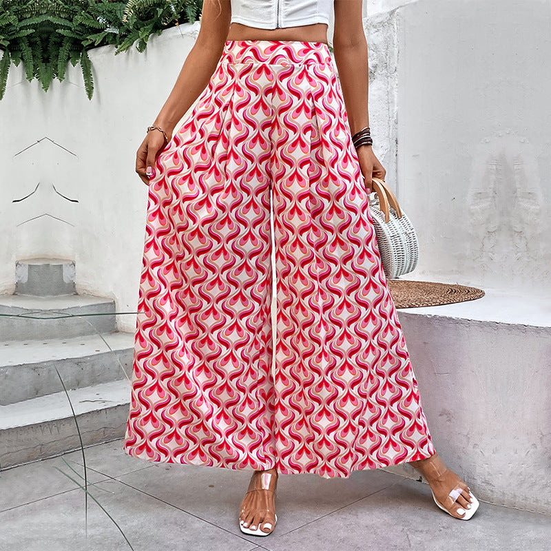 Women's Wide Trousers with Colorful Pattern Mune Fashion