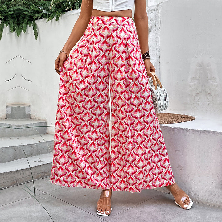 Women's Wide Trousers with Colorful Pattern Mune Fashion