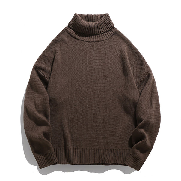 Unisex Casual Turtleneck Sweater made of Fine Knit with Ribbed Collar Mune Fashion