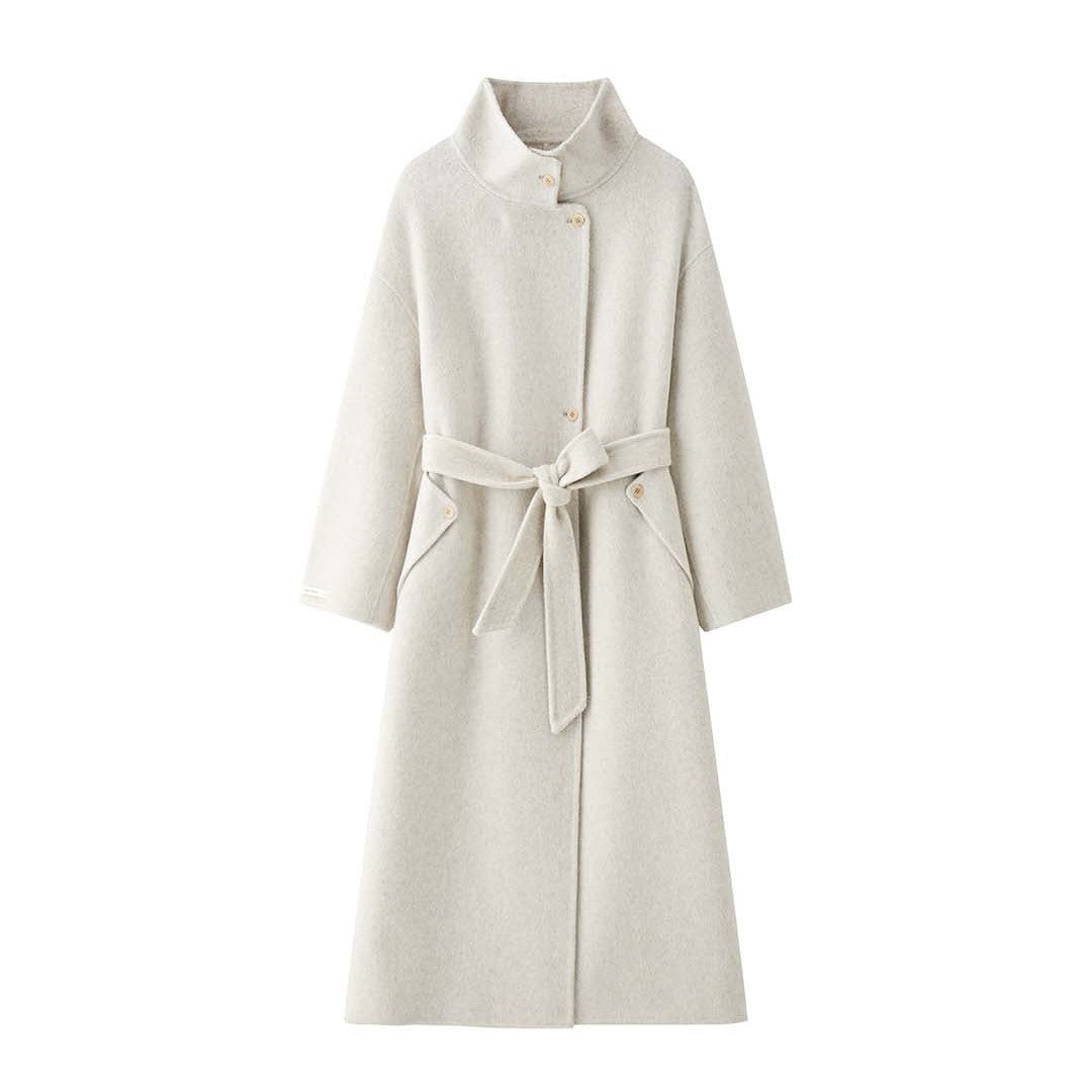 Women Oversized Wool Blend Coat with Asymmetrical Stand-Up Collar Mune Fashion