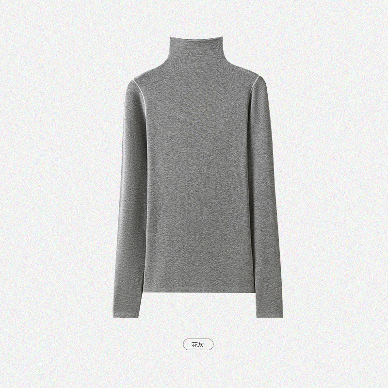 Women's Slim-Fit Turtleneck Fine Knit Shirt with Long Sleeve Mune Fashion